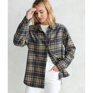 Jenni Kayne Plaid Button Down Shirt - Black and Tan